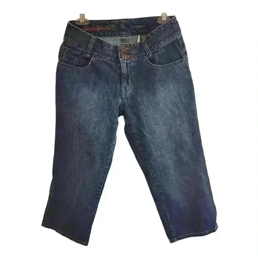 Eddie Bauer Women's Navy Cropped Curvy Jeans